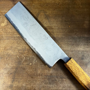 Nakiri knife, Aogami 2 core with Stainless Steel cladding, Nashiji finish - Motokyuuichi