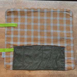 Kitchen Provisions Merch - the knife roll - WAX COTTON / DEADSTOCK SUITING FABRIC - Design C