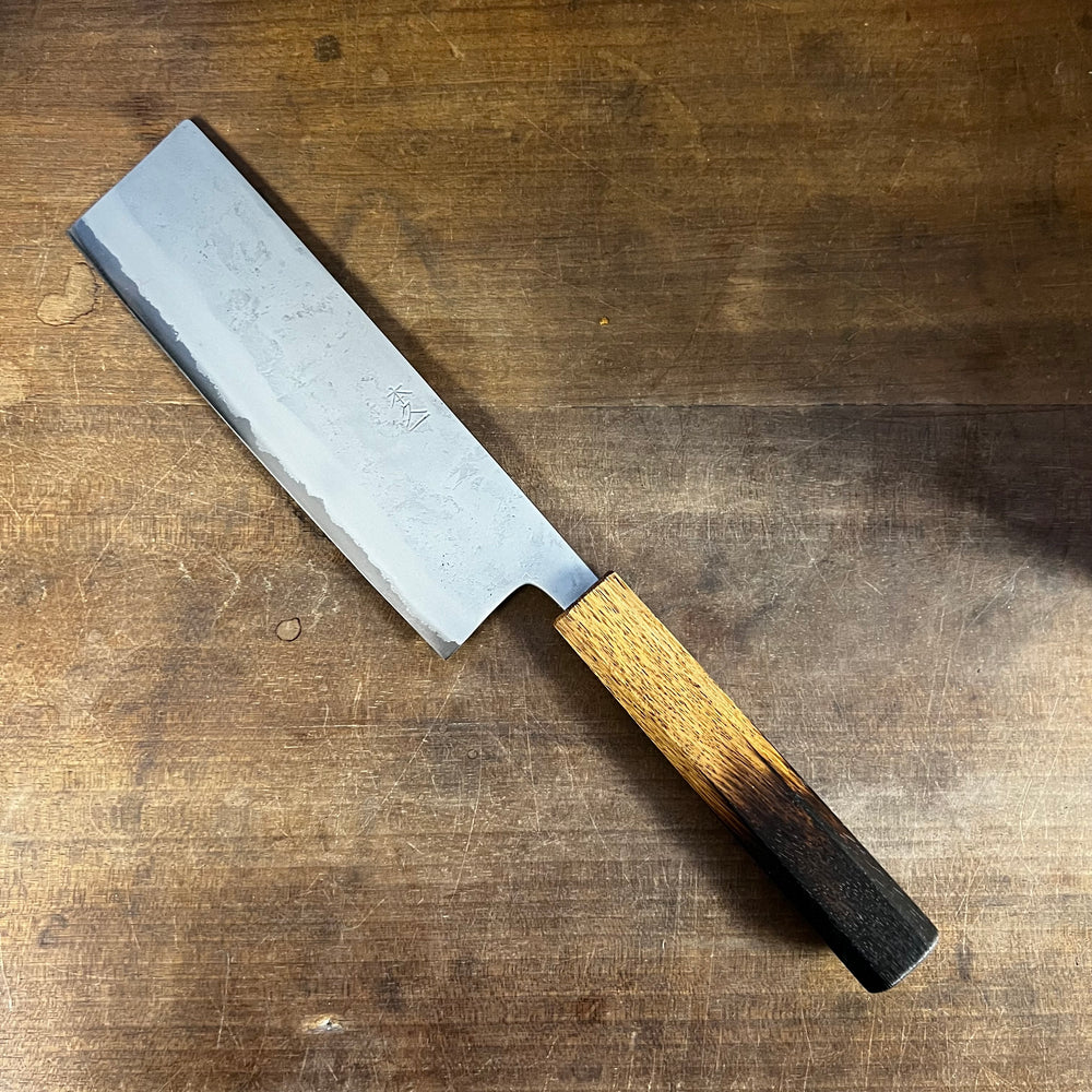 Nakiri knife, Aogami 2 core with Stainless Steel cladding, Nashiji finish - Motokyuuichi