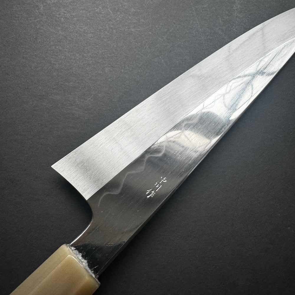 Gyuto knife, Shirogami 3 Honyaki, Polished finish, Ebony handle - Nakagawa Hamono