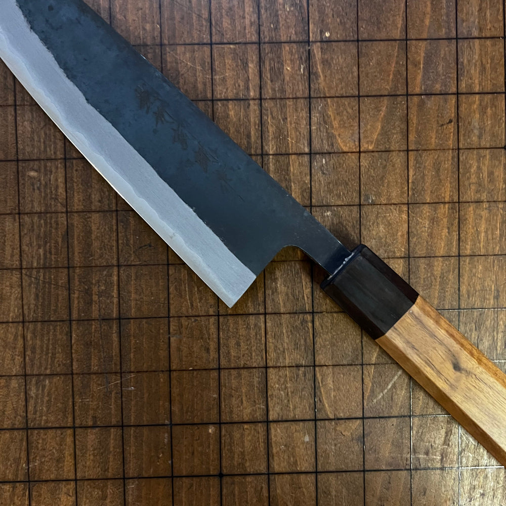 Gyuto knife, Aogami Super with stainless steel cladding, kurouchi finish - Kamo