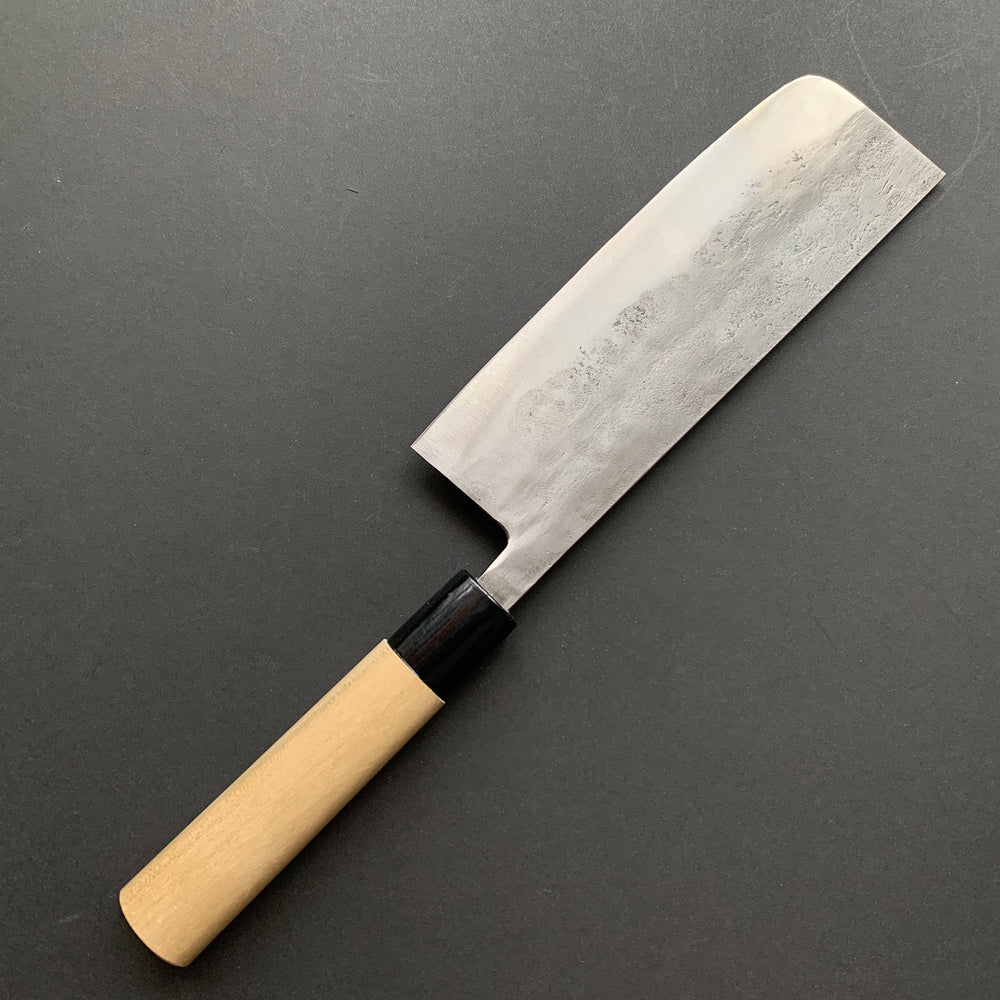 Nakiri knife, Shirogami 1 with stainless steel cladding, Nashiji finish, Nashiji range, wa handle - Fujiwara