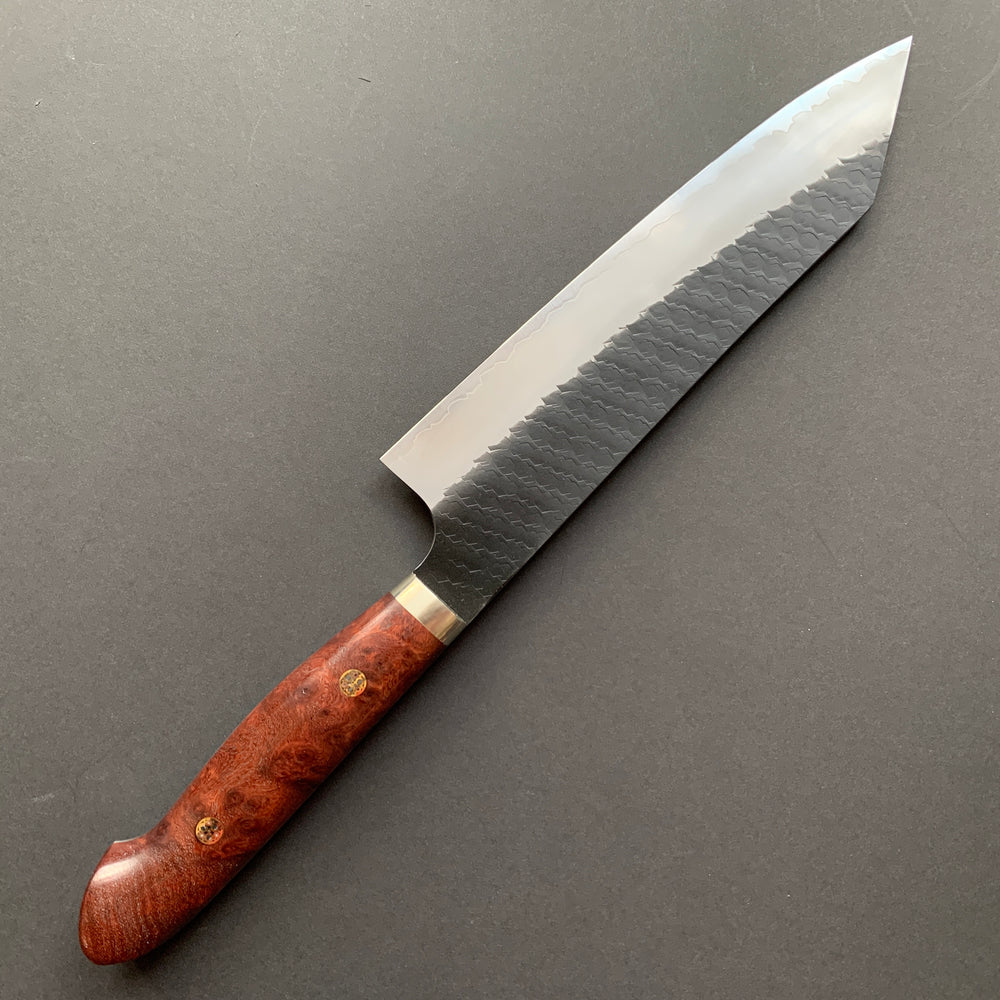 Kiritsuke knife, SG2 powder steel, kurouchi tsuchime finish, Western style Karin handle - Nigara