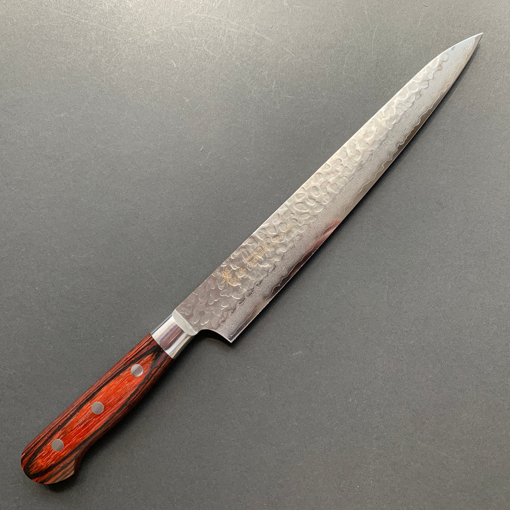 Sujihiki knife, VG10 stainless steel, Damascus Tsuchime finish - Sakai Takayuki