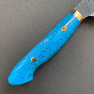 Kiritsuke Sujihiki knife, SG2 powder steel, Kurouchi and Tsuchime finish, Turquoise handle - Nigara