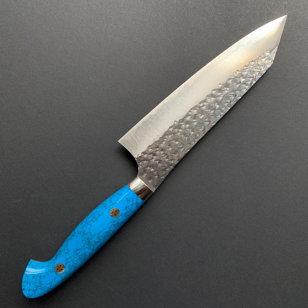 Bunka Knife, Senko SG2 Powder Steel, Tsuchime Finish, Western style Turquoise handle - Yu Kurosaki