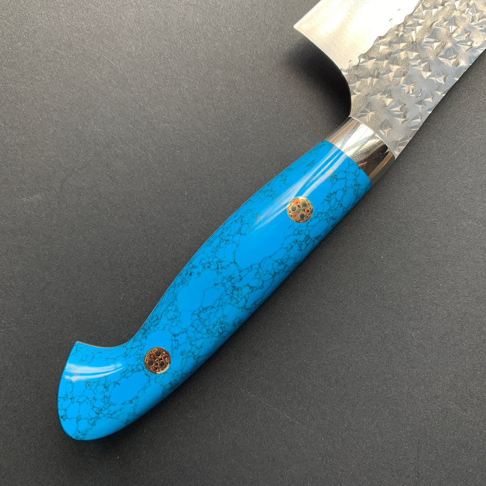 Bunka Knife, Senko SG2 Powder Steel, Tsuchime Finish, Western style Turquoise handle - Yu Kurosaki