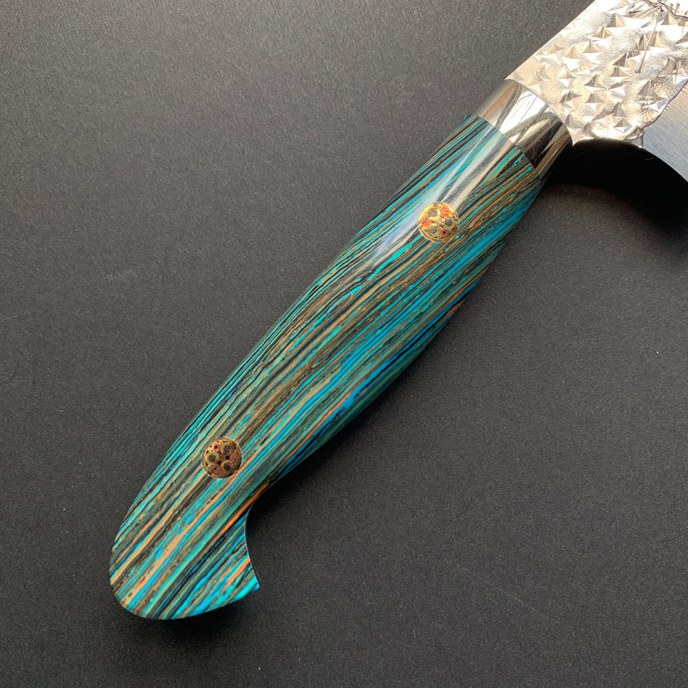 Bunka Knife, Senko SG2 Powder Steel, Tsuchime Finish, Western style Turquoise handle - Yu Kurosaki