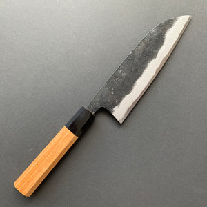 Santoku knife, Aogami 2 with iron cladding, Kurouchi finish, Sumi range - Hatsukokoro