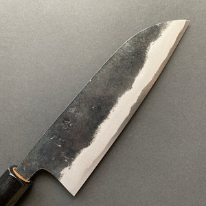 Santoku knife, Aogami 2 with iron cladding, Kurouchi finish, Sumi range - Hatsukokoro