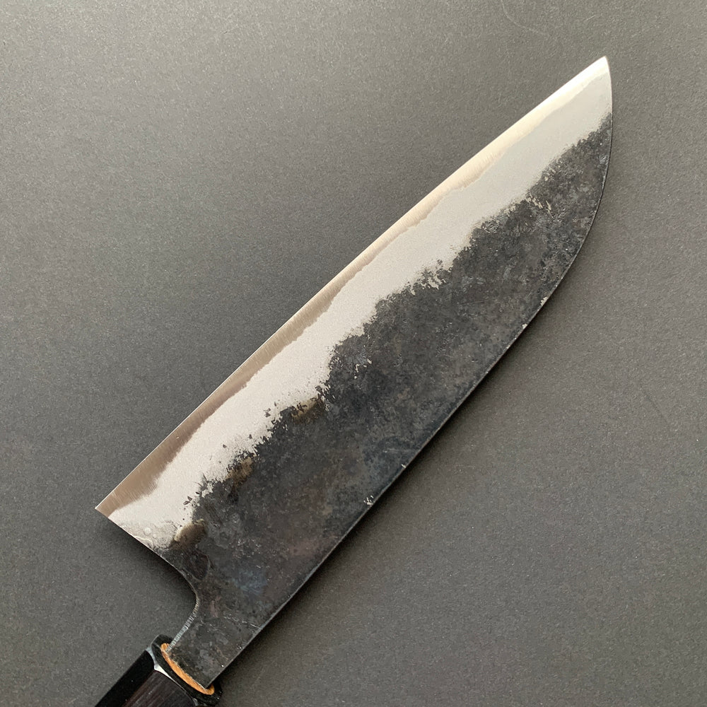 Santoku knife, Aogami 2 with iron cladding, Kurouchi finish, Sumi range - Hatsukokoro