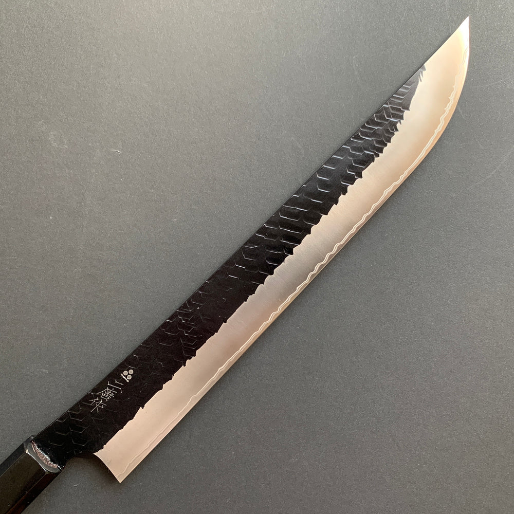 Sakimaru Sujihiki knife, SG2 powder steel, Kurouchi Tsuchime finish - Nigara