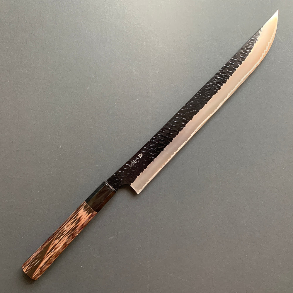 Sakimaru Sujihiki knife, SG2 powder steel, Kurouchi Tsuchime finish - Nigara