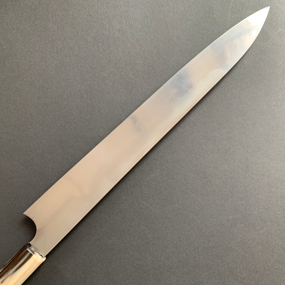 Yanagiba knife, Shirogami 1 Honyaki steel, Fuji-San hamon, Polished finish - Nigara