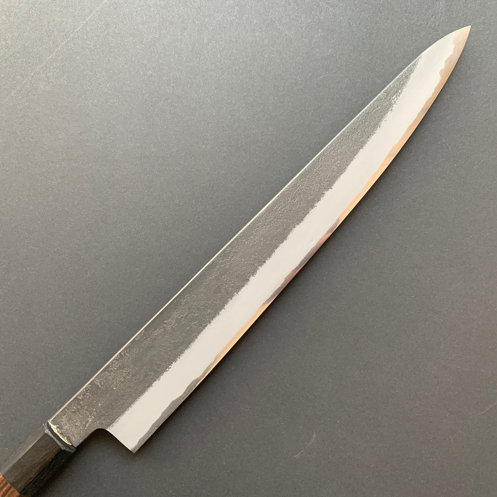 Sujihiki knife, Aogami Super with stainless steel cladding, Kurouchi Nashiji finish - Mutsumi Hinoura