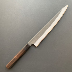 Sujihiki knife, Aogami Super with stainless steel cladding, Kurouchi Nashiji finish - Mutsumi Hinoura