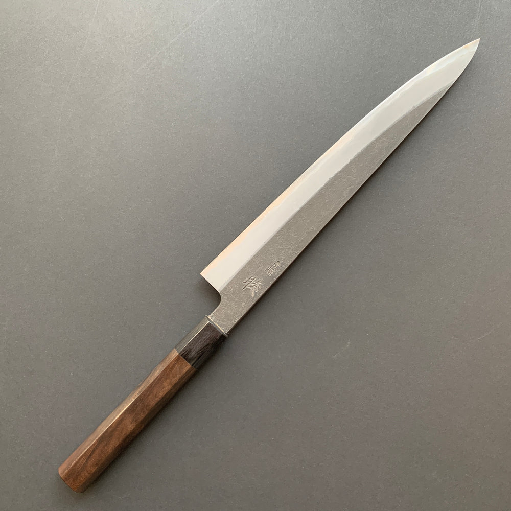 Sujihiki knife, Aogami Super with stainless steel cladding, Kurouchi Nashiji finish - Mutsumi Hinoura