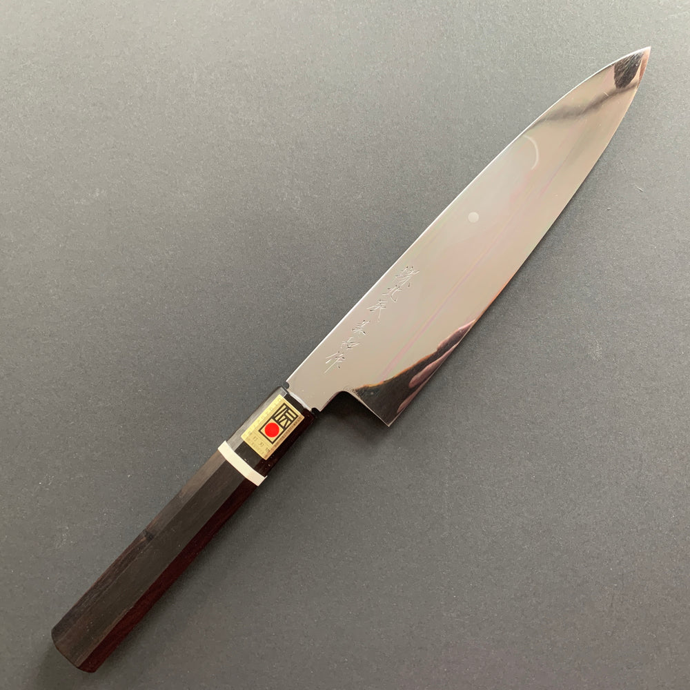 Honyaki Gyuto knife, Shirogami 3 Carbon steel, Fuji-san hamon, mirror polish finish - Ikeda