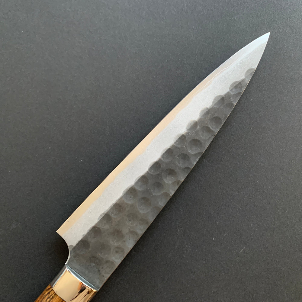 Petty knife, Aogami Super carbon steel, Kurouchi and Tsuchime finish - Saji