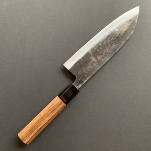 Santoku knife, Aogami 2 with iron cladding, Kurouchi finish, Kurogane range - Hatsukokoro