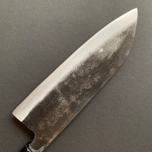 Santoku knife, Aogami 2 with iron cladding, Kurouchi finish, Kurogane range - Hatsukokoro