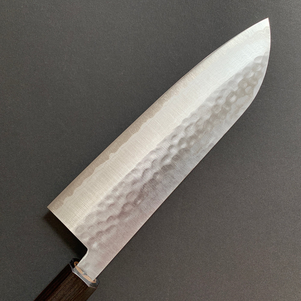 Santoku knife, VG10, damascus and tsuchime finish, Wa handle - Masutani