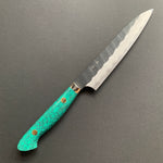 Petty knife, SG2 powder steel, Kurouchi Tsuchime finish, Western style Turquoise handle - Nigara