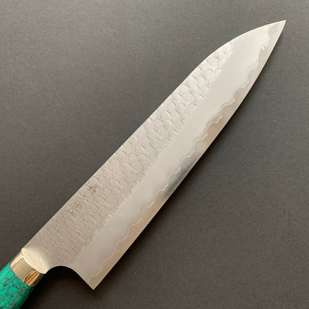 Gyuto knife, SG2 powder steel, tsuchime finish, Western style Turquoise handle - Nigara