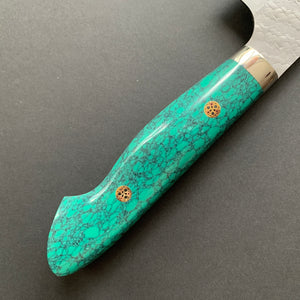 Gyuto knife, SG2 powder steel, tsuchime finish, Western style Turquoise handle - Nigara