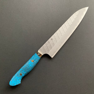 Gyuto knife, SG2 powder steel, tsuchime finish, Western style Turquoise handle - Nigara