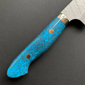 Gyuto knife, SG2 powder steel, tsuchime finish, Western style Turquoise handle - Nigara