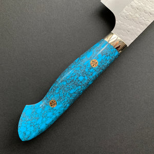 Gyuto knife, SG2 powder steel, tsuchime finish, Western style Turquoise handle - Nigara