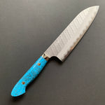 Santoku knife, SG2 powder steel, tsuchime finish, Western style Turquoise handle - Nigara