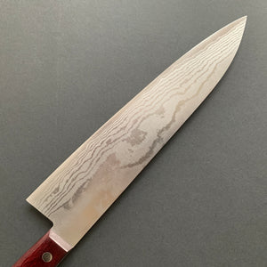 Gyuto knife, VG10, damascus finish, red handle - Shigeki Tanaka