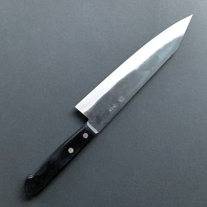 Kiritsuke Gyuto knife, Aogami 2 core, stainless clad, kurouchi finish, Western style black handle - Shigeki Tanaka