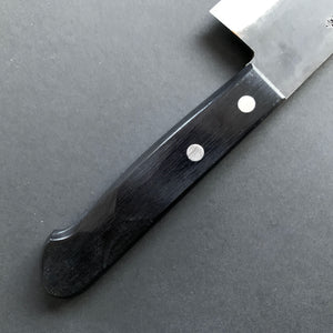 Kiritsuke Gyuto knife, Aogami 2 core, stainless clad, kurouchi finish, Western style black handle - Shigeki Tanaka