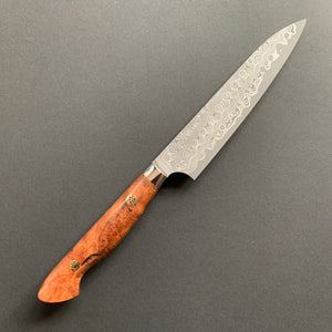 Petty knife, SG2 powder steel, Damascus finish, Western style Karin handle - Nigara