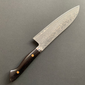 Santoku knife, SG2 powder steel, Damascus finish, Western style Desert Ironwood handle - Shigeki Tanaka