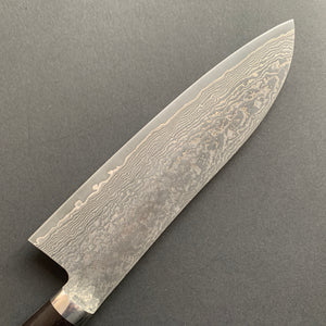 Santoku knife, SG2 powder steel, Damascus finish, Western style Desert Ironwood handle - Shigeki Tanaka