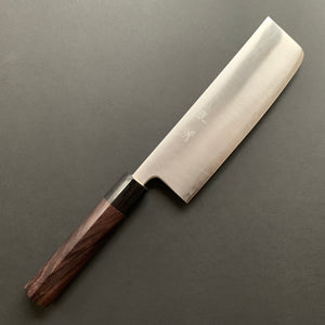 Nakiri knife, Aogami Super with stainless steel cladding, migaki finish - Akifusa