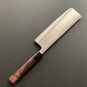 Nakiri knife, Aogami Super with stainless steel cladding, migaki finish - Akifusa