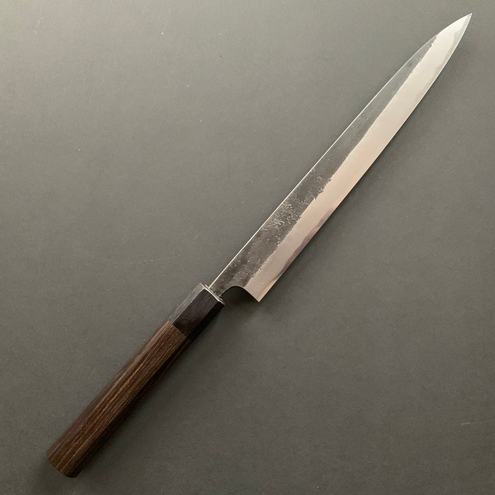 Sujihiki knife, Aogami 2 with Iron cladding, Kurouchi and Nashiji finish - Wakui