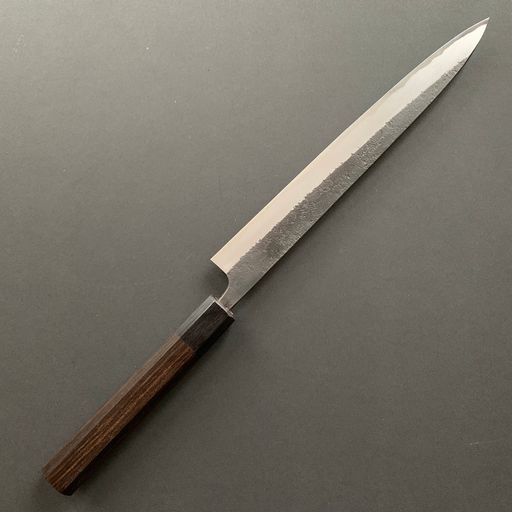 Sujihiki knife, Aogami 2 with Iron cladding, Kurouchi and Nashiji finish - Wakui