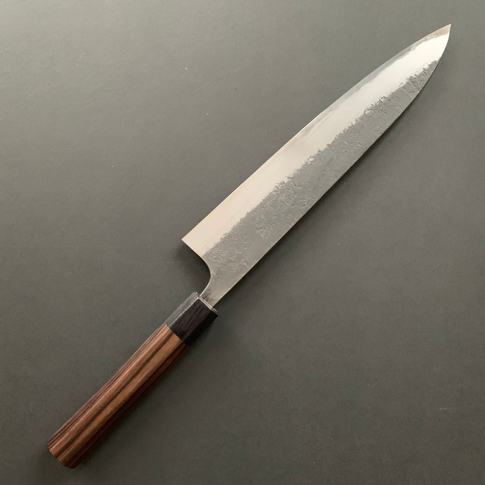 Gyuto knife, Aogami 2 with Iron cladding, Kurouchi and Nashiji finish - Wakui