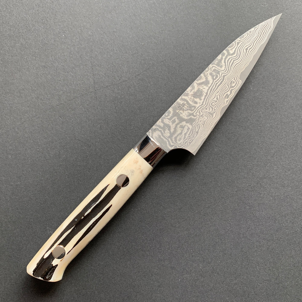 Petty knife, SG2 stainless steel, etched Damascus finish, jigged bone handle - Saji