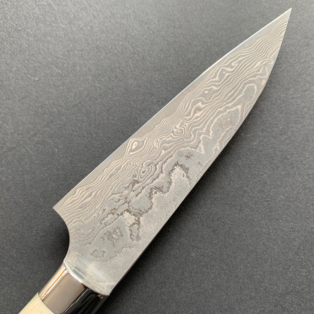 Petty knife, SG2 stainless steel, etched Damascus finish, jigged bone handle - Saji