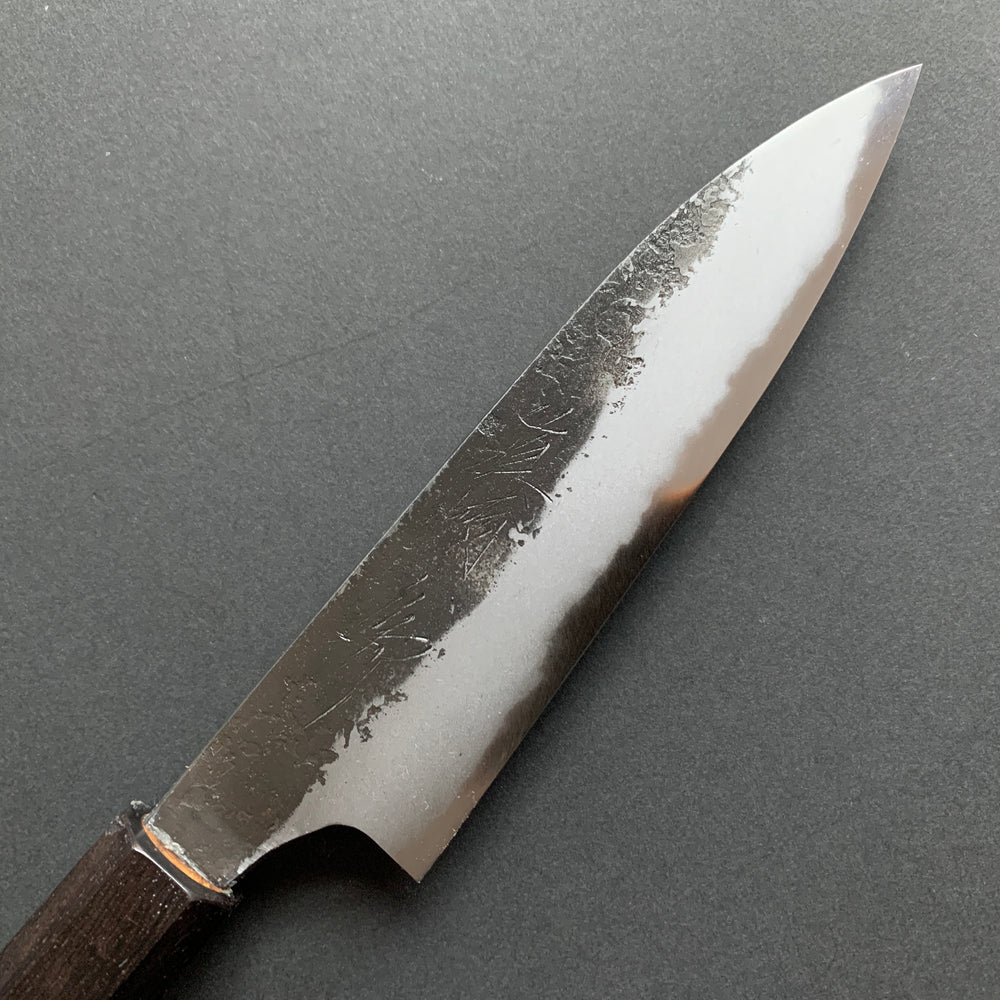 Petty knife, Shirogami 2 with iron cladding, Nashiji Kurouchi finish - Naoki Mazaki