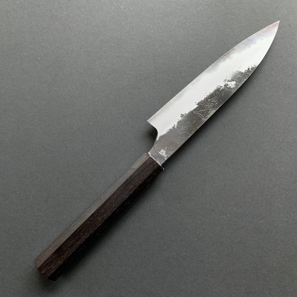 Petty knife, Shirogami 2 with iron cladding, Nashiji Kurouchi finish - Naoki Mazaki