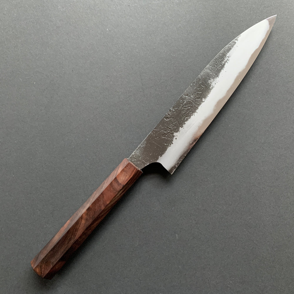 Petty knife, Shirogami 2 with iron cladding, Nashiji Kurouchi finish - Naoki Mazaki