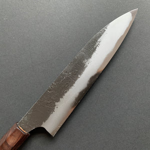 Petty knife, Shirogami 2 with iron cladding, Nashiji Kurouchi finish - Naoki Mazaki